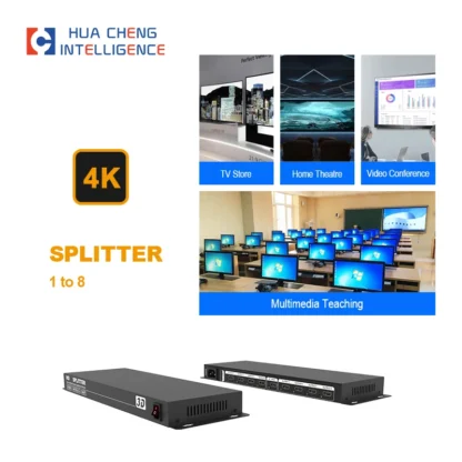 Divisor AMS-H1S8 1x8 HD con resolución 3840x2000 UHD y rango de 30M para compatibilidad multidispositivo