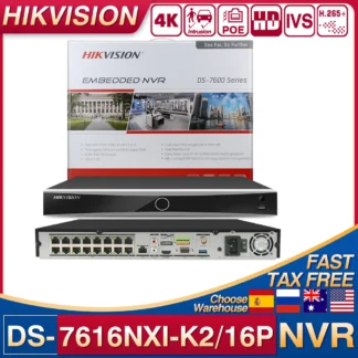 Original Hikvision 4K 16CH 16PoE AcuSense NVR DS-7616NXI-K2/16P reconocimiento Facial protección perimetral grabadora de vídeo en red