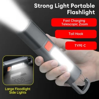 Mini linterna portátil con zoom para exteriores, luces laterales COB superbrillantes de 1 a 10 piezas, LED XPE, impermeable, para pesca, caza y Camping