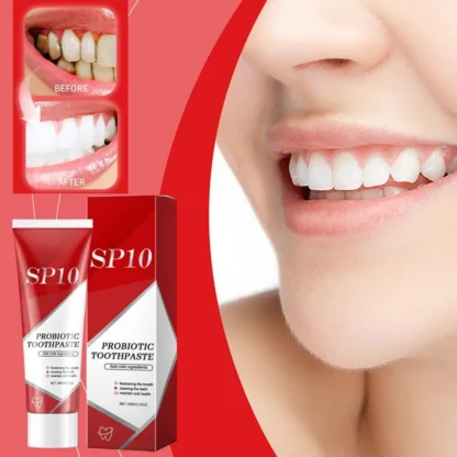 Pasta de dientes blanqueadora probiótica, eliminación de manchas, súper probiótico-8, pasta de dientes enzima para aliento fresco de larga duración, brillo de dientes