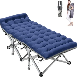 ABORON Cuna plegable para acampar con alfombrilla para adultos, cama para exteriores resistente con bolsa de transporte, cunas de viaje Oxford de 1200 D