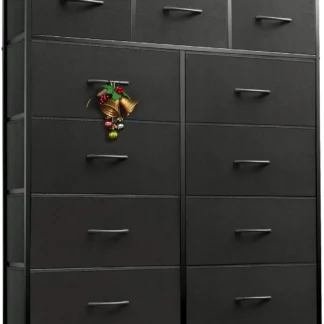 Cómoda alta para dormitorio, torre de almacenamiento de tocador de tela, cómoda y cómoda, unidad organizadora con 11 cajones, almacenamiento