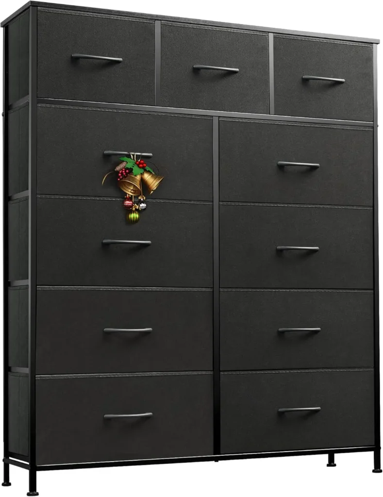 Cómoda alta para dormitorio, torre de almacenamiento de tocador de tela, cómoda y cómoda, unidad organizadora con 11 cajones, almacenamiento