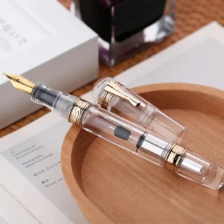 Majohn C5 hermosa pluma estilográfica acrílica importada EF F M 0,38 MM 0,5 MM 0,7 MM punta, bolígrafo con Clip dorado papelería regalos de escritura comercial