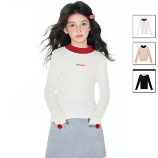 Suéter de punto para niñas, ropa interior de lana, moda informal que combina con todo, Tops para adolescentes y niños de 10, 12 y 14 años, otoño e invierno, 2024