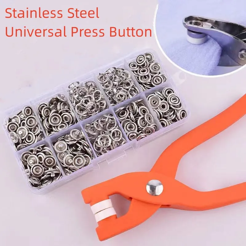 Juego de alicates para ropa, herramienta de costura de Metal, botones huecos sólidos, hebilla de cinco garras, botones a presión de Metal para instalar ropa, manualidades DIY, 60/120 piezas