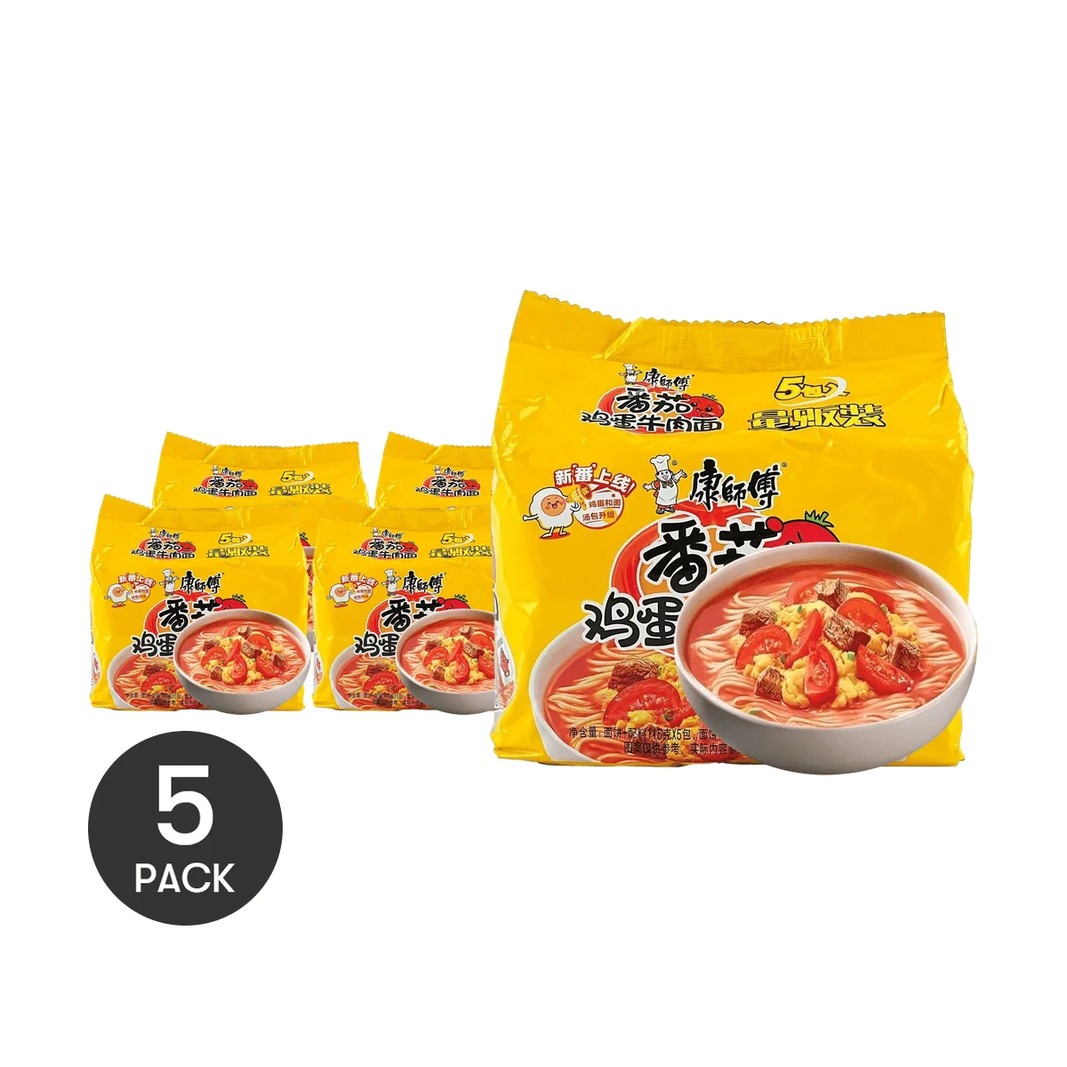 MASTER KONG-fideos de ternera, huevo de tomate, 5 en 1, 4,05 oz * 5 paquetes * 5 paquetes
