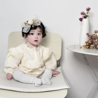 2025 primavera nuevo bebé niña lindo mono con cuello con volantes sólido recién nacido mono de algodón de manga larga ropa para niños pequeños 0-24M