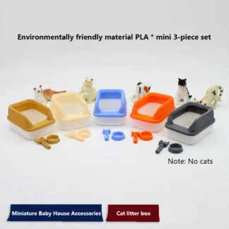 3 unids/set decoración del hogar 1:12 casa de muñecas miniatura gato caja de arena modelo Mini pala suministros para mascotas para muñeca DIY accesorios de juguete