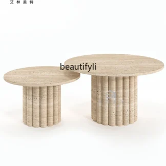 Mesa de centro nórdica minimalista para el hogar, sala de estar, columna romana de alta gama, combinación ligera, mesa de centro creativa de lujo