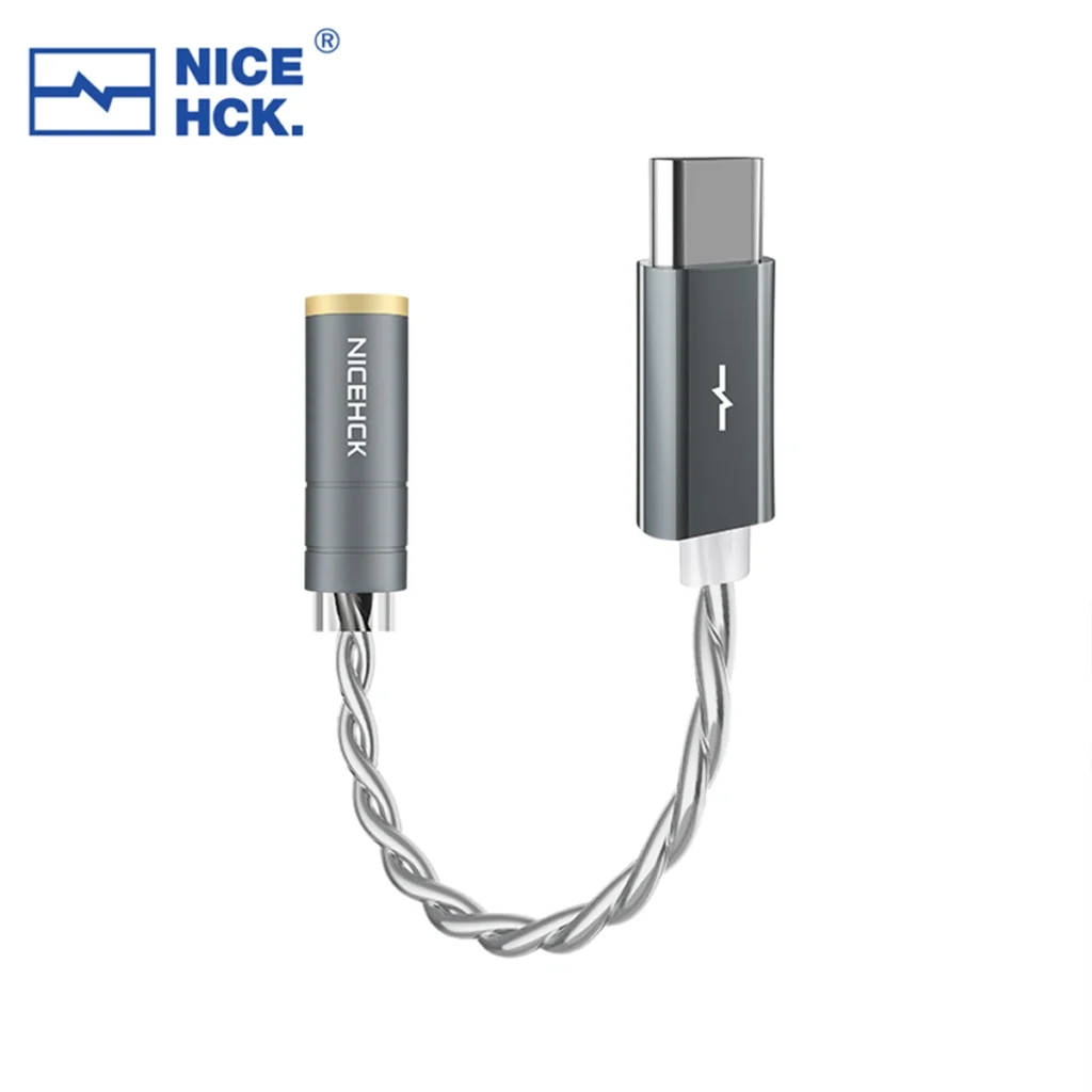 NICEHCK NK1 tipo C a 3,5mm sin pérdidas HiFi Cable de decodificación de Audio Digital portátil CX31993 Chip OCC y Cable mixto OCC plateado