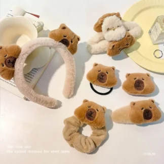 Nuevo Accesorios para el cabello de capibara de dibujos animados, tocado elástico, pasador, bandas para el cabello para mujer