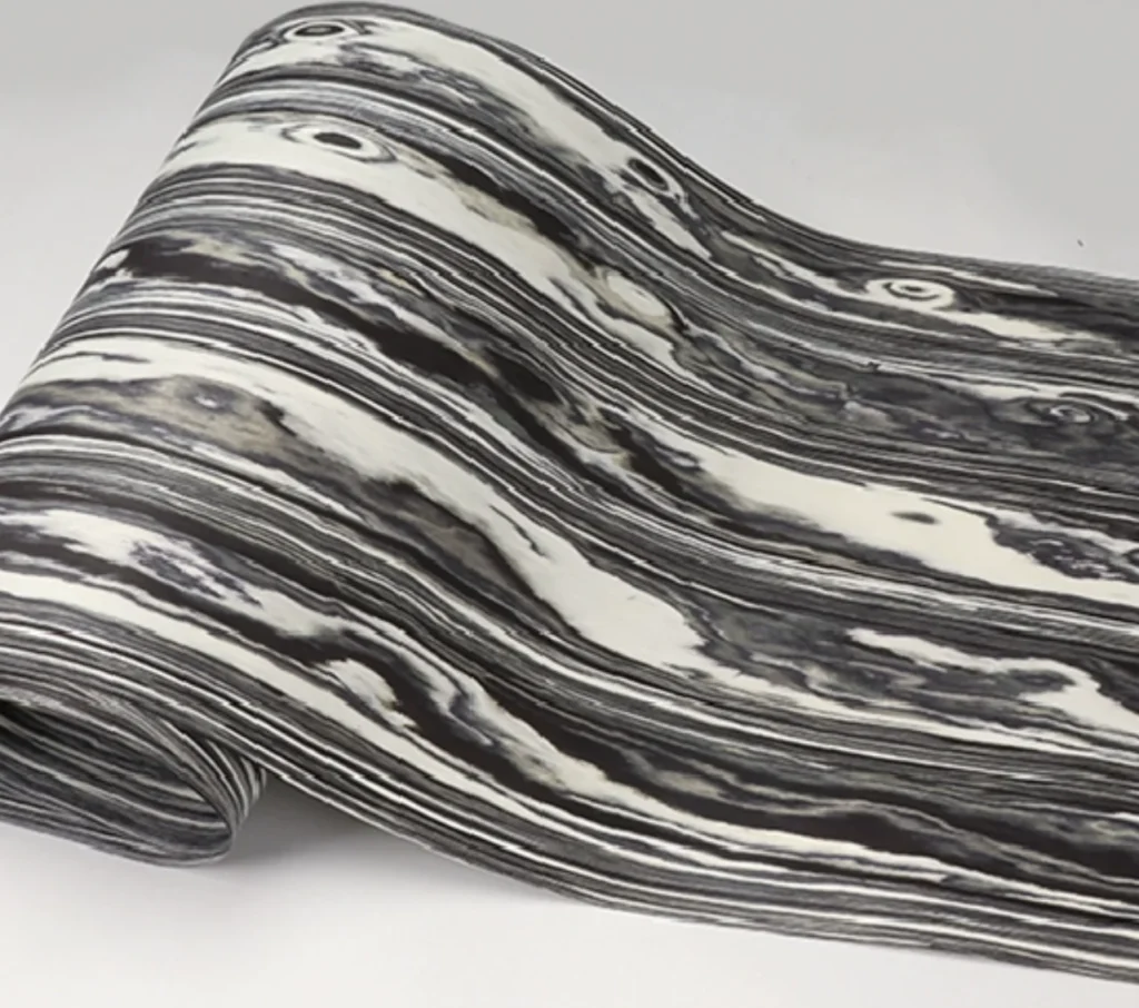 Longitud: 2,5 metros, ancho: 580mm, tecnología de madera en blanco y negro, chapa de madera del bosque encantado, muebles, decoración de altavoces