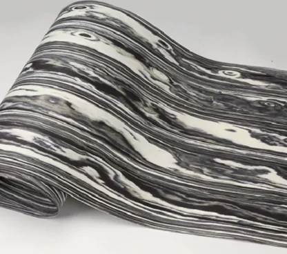 Longitud: 2,5 metros, ancho: 580mm, tecnología de madera en blanco y negro, chapa de madera del bosque encantado, muebles, decoración de altavoces