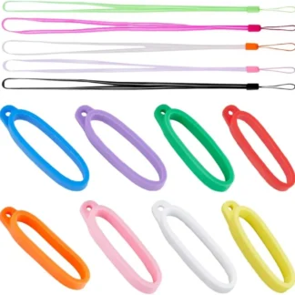 Juego de cordón para collar de 34 Uds., incluye 24 Uds., 8 colores, 40mm, soporte de anillos de goma antideslizante, 10 Uds., cordón colgante a prueba de pérdidas en 5 colores