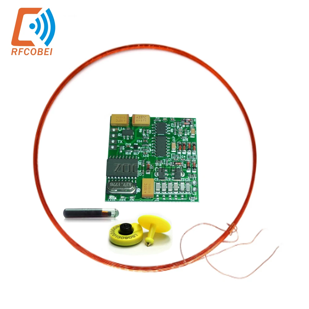 Módulo lector de etiquetas animales 134,2 K Salida TTL AGV RFID FDX-B FDXB ISO11784 2 etiquetas gratuitas de larga distancia