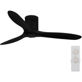 Neatfi Ventilador de techo moderno de 60 pulgadas sin luz, 3 aspas de madera maciza, dormitorio y sala de estar (negro, 60 pulgadas) 60 pulgadas de profundidad x 7 pulgadas de ancho x 8,85 pulgadas de alto