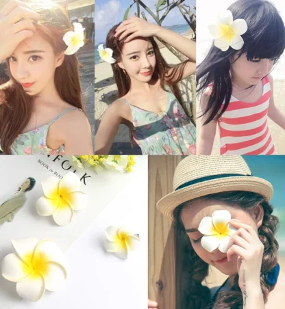 Pinzas para el pelo con flores tropicales, accesorios hawaianos, horquillas de flores, herramientas de estilismo para la playa