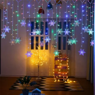 Tira de luces LED con forma de copo de nieve con enchufe europeo, guirnalda navideña de Año Nuevo para el hogar, fiesta de boda, decoración de jardín interior, iluminación navideña