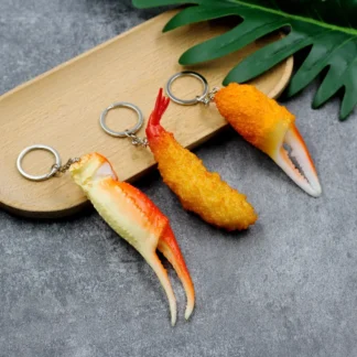 Llavero creativo de camarón frito, alicates de cangrejo frito de comida de simulación de moda, modelo de camarón Tempura, juguetes, coche, bolsa de teléfono, regalo colgante