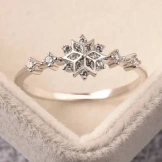 Exquisitos anillos de circón con forma de copo de nieve para mujer, Plata de Ley 925 Original, anillo para fiesta de boda y citas, joyería fina de alta calidad