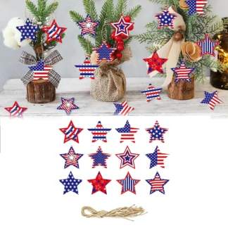 12 adornos en forma de estrella, adornos colgantes para el Día de la independencia para celebración