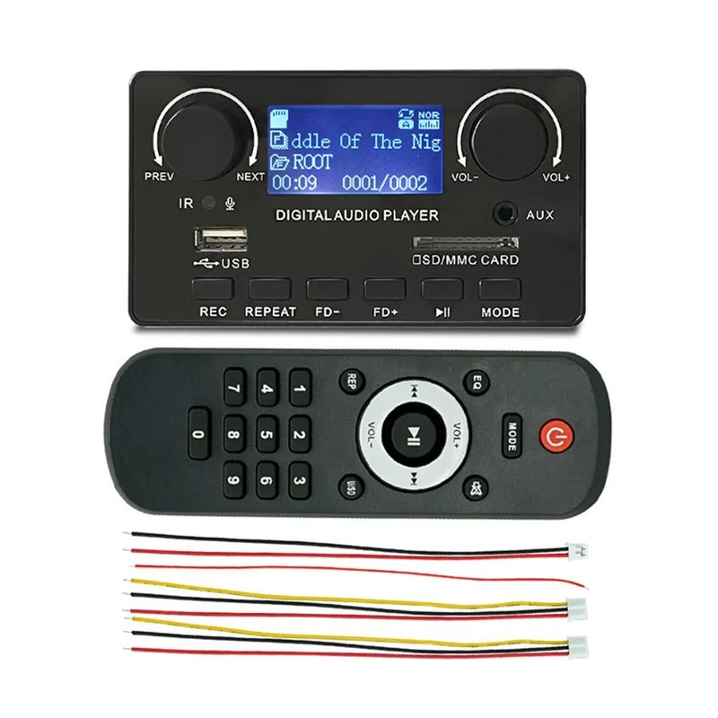 Pantalla LCD Bluetooth 5,0 placa decodificadora de MP3 compatible con grabación manos libres FM DC 12V MP3 WMA WAV APE FLAC reproductor de Audio