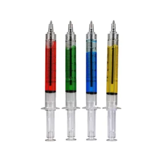 Bolígrafo tipo inyección, bolígrafo líquido de regalo para médico y enfermera, bolígrafos de jeringa de transmisión de Color rojo y azul, 1 Uds.