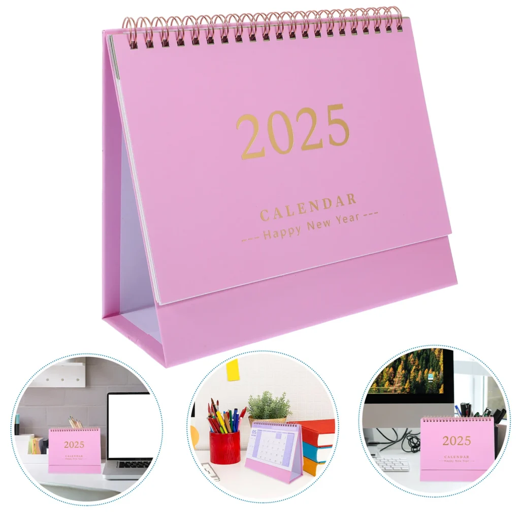 Mini calendario de escritorio 2025, calendarios de Adviento de pie, mesa de oficina sencilla semanal