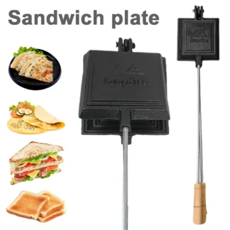 Bandeja para hornear sándwiches, máquina para hacer Hotdogs de hierro fundido, sartén antiadherente para sándwich de doble cara para desayuno, panqueques, tostadas, tortillas