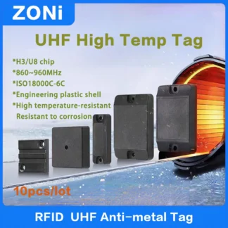 Etiquetas antimetales FRID UHF 860 ~ 960MHz Resistente a altas temperaturas a las manchas de aceite, corrosión ácida y alcalina 18000-6C 10 Uds