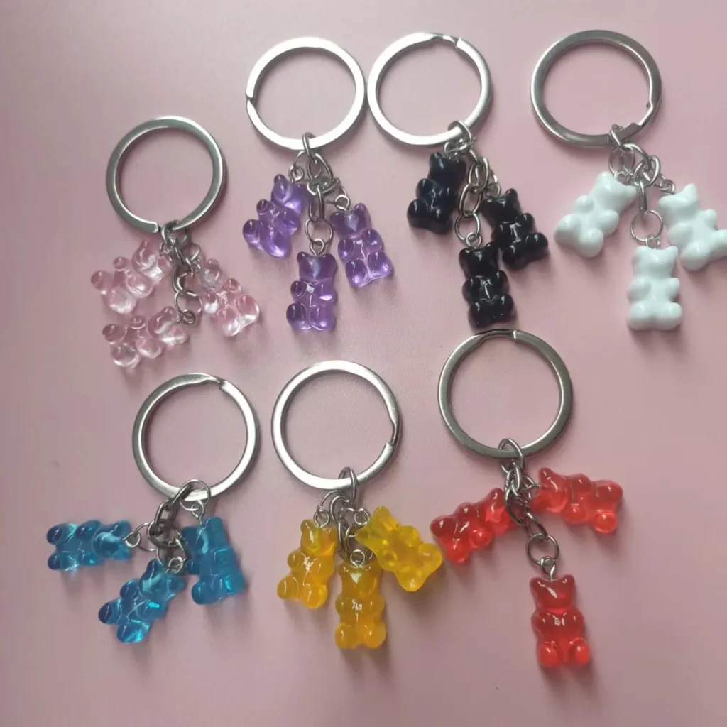 Llaveros transparentes de osos de colores dulces, llaveros surtidos de osos de goma, regalo