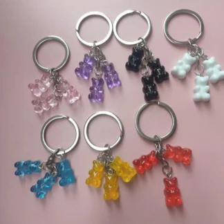 Llaveros transparentes de osos de colores dulces, llaveros surtidos de osos de goma, regalo
