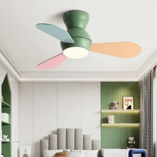 Ventilador de techo para habitación de niños, moderno ventilador de techo con luz y Control, suelo bajo, soporte para el hogar, 85-265V