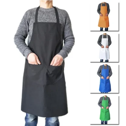Nuevo delantal de trabajo de Chef impermeable para hombre y mujer, para parrilla, restaurante, Bar, cafeterías, estudios de uñas de belleza con delantal de bolsillo frontal