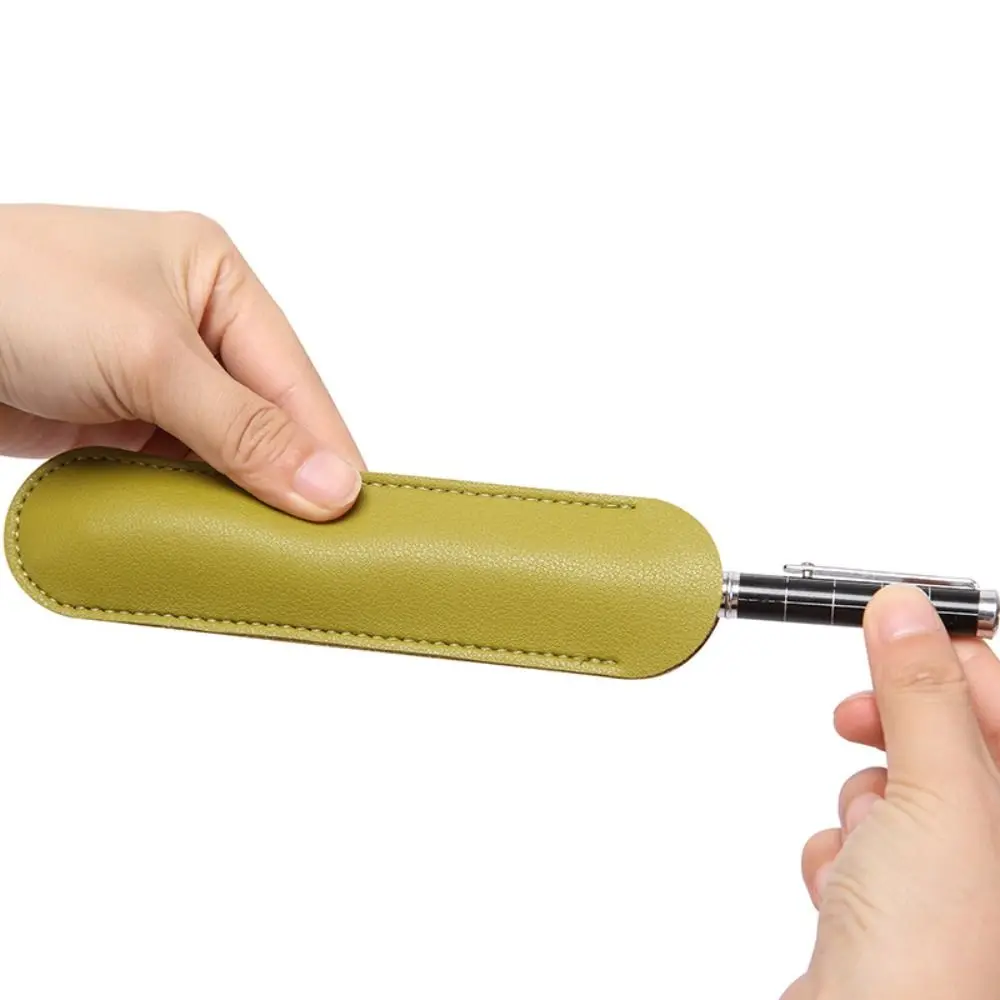 Estuche para lápices de bolsillo, bolso para bolígrafos de cuero PU, bolso protector de bolígrafo suave hecho a mano, estuche para bolígrafo Vintage medio abierto, papelería