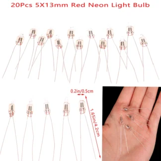 Luz indicadora de neón 20 piezas, señales rojas, lámpara de neón de 5mm, bombillas indicadoras de neón brillantes, interruptor de botón, 5x13mm, 220v, nuevo