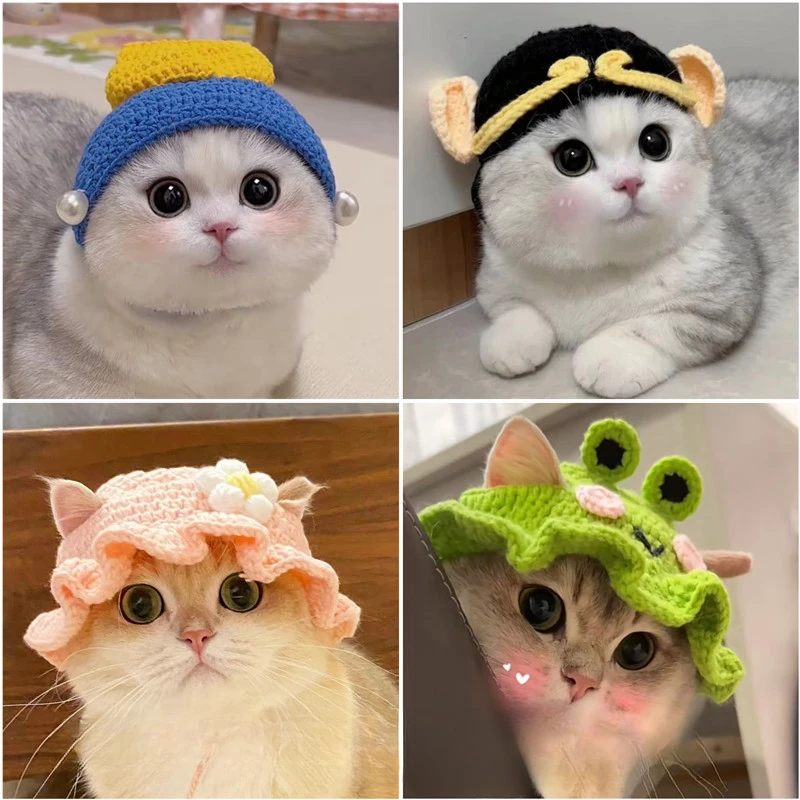 Gorro para mascotas, gorro tejido para perros y gatos, accesorios cospaly, traje de transformación divertido
