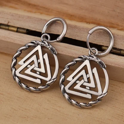 Pendientes colgantes de acero inoxidable para mujer, joyería creativa escandinava, Estilo Vintage, Vikingo, Valknut