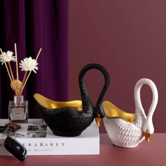 Adornos decorativos de resina para almacenamiento de llaves, luz nórdica, Vestíbulo de lujo, sala de estar de pareja, Cisne, decoraciones de almacenamiento de oficina