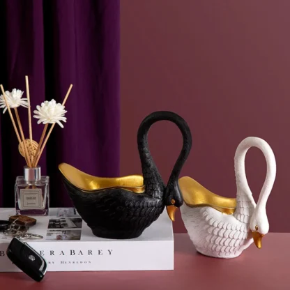 Adornos decorativos de resina para almacenamiento de llaves, luz nórdica, Vestíbulo de lujo, sala de estar de pareja, Cisne, decoraciones de almacenamiento de oficina
