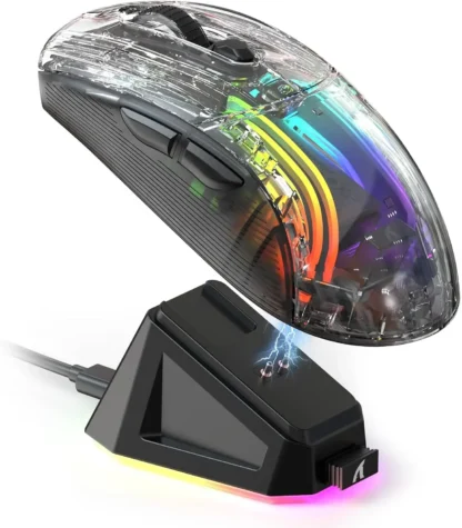 ATTACK SHARK X2 Pro-ratón inalámbrico para juegos, periférico con Triple modo, carcasa transparente, RGB, recargable, 4000 DPI, recargable