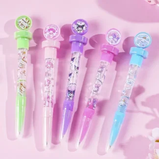 5 unids/set Sanrio Kawaii bolígrafo de burbuja sello de dibujos animados bolígrafo de Gel Mymelody Kuromi Cinnamoroll bolígrafo de firma papelería para estudiantes regalo para niños