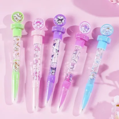 5 unids/set Sanrio Kawaii bolígrafo de burbuja sello de dibujos animados bolígrafo de Gel Mymelody Kuromi Cinnamoroll bolígrafo de firma papelería para estudiantes regalo para niños