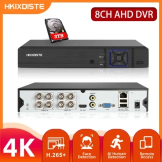 HKIXDISTE CCTV DVR híbrido 4CH 8CH 4K 6 en 1 AHD CVI TVI CVBS 8MP seguridad DVR NVR para 8mp 5mp AHD cámara IP cámara analógica