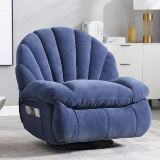 Silla reclinable con almacenamiento, cómoda tela suave, forma de concha, giratoria 360, manual BiTall, sofá individual reclinable