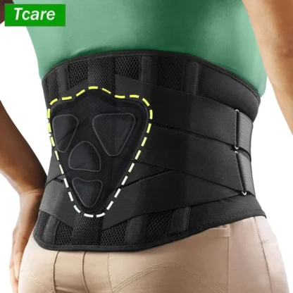 Tirantes para espalda para hombres dolor de espalda baja con 5 permanentes, ciática, hernia de disco, escoliosis, cinturón de soporte de espalda transpirable con almohadilla suave