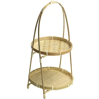 Cestas de mimbre tejidas de bambú, plato hecho a mano para decoración del hogar, almacenamiento de frutas, pan, alimentos para organizador de cocina, Panier Osier