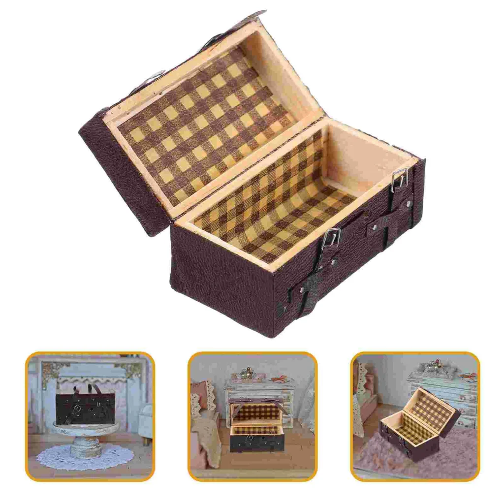 Maleta modelo decoración Retro Mini casa accesorio de madera 1:12 juguetes infantiles en miniatura para bebés
