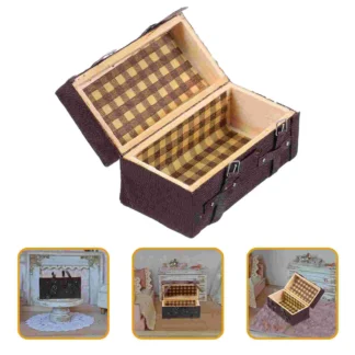 Maleta modelo decoración Retro Mini casa accesorio de madera 1:12 juguetes infantiles en miniatura para bebés